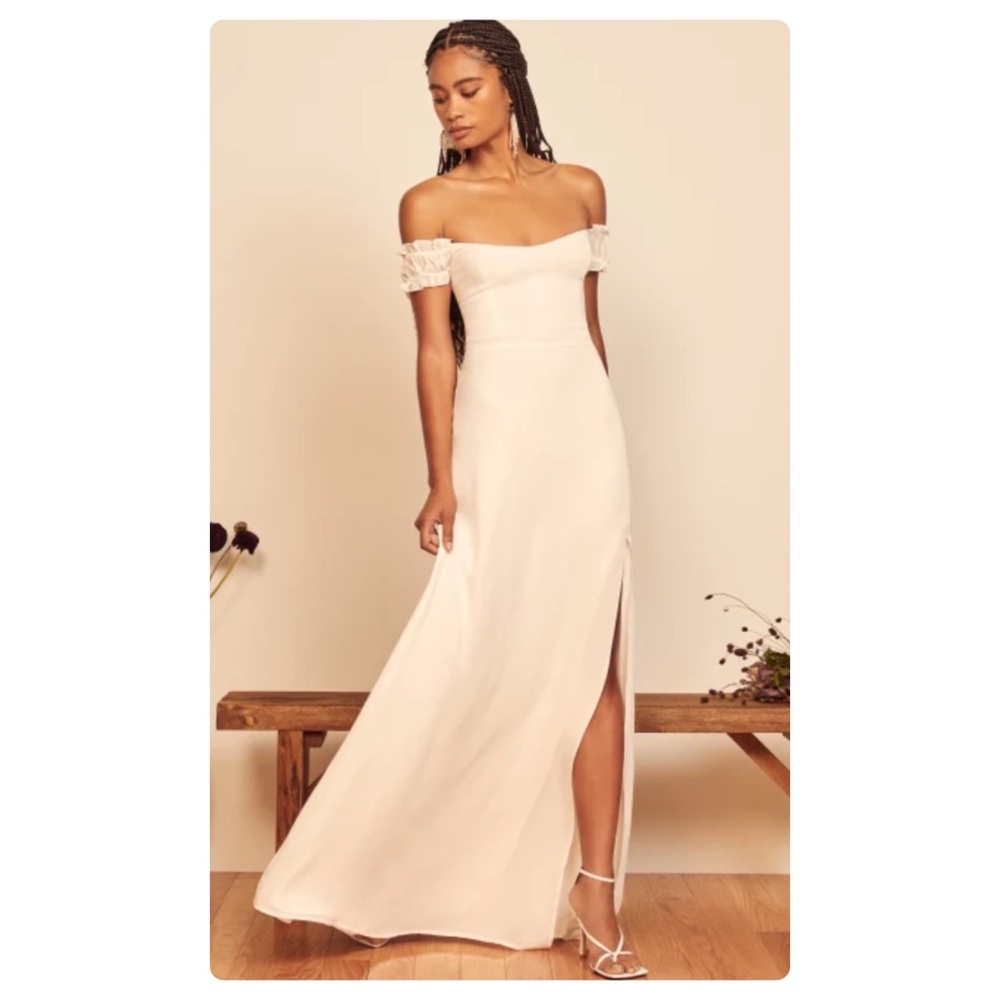 Reformation Gimlet Dress Wedding Gown In Ivory Off The Shoulder Size 10